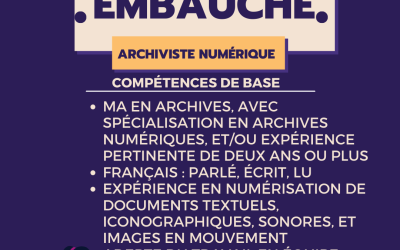 Offre d’emploi: archiviste numérique